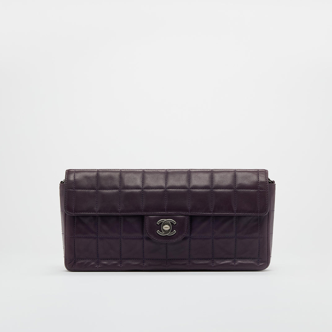 East West Chocolate Bar Leather Shoulder Bag in Dark Purple 2000 - 2002