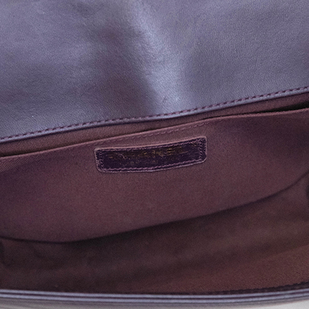 Medium Boy Bag in Purple Lambskin Leather