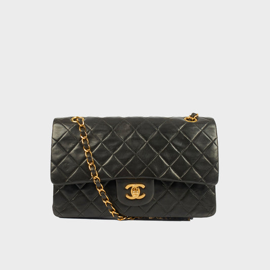 Medium Vintage Classic Double Flap Bag in Black Lambskin [ReQuest]