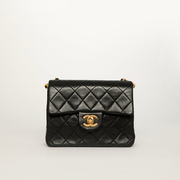 CHANEL Mini Square Classic Single Flap Shoulder Bag In Black COCOON