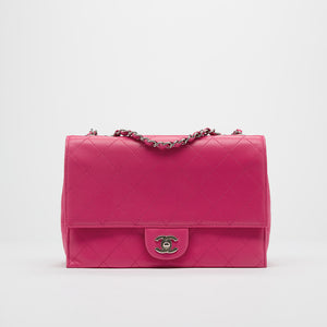 CHANEL Small Accordion Quilted Single Flap Bag in Hot Pink Calfskin Leather 2014