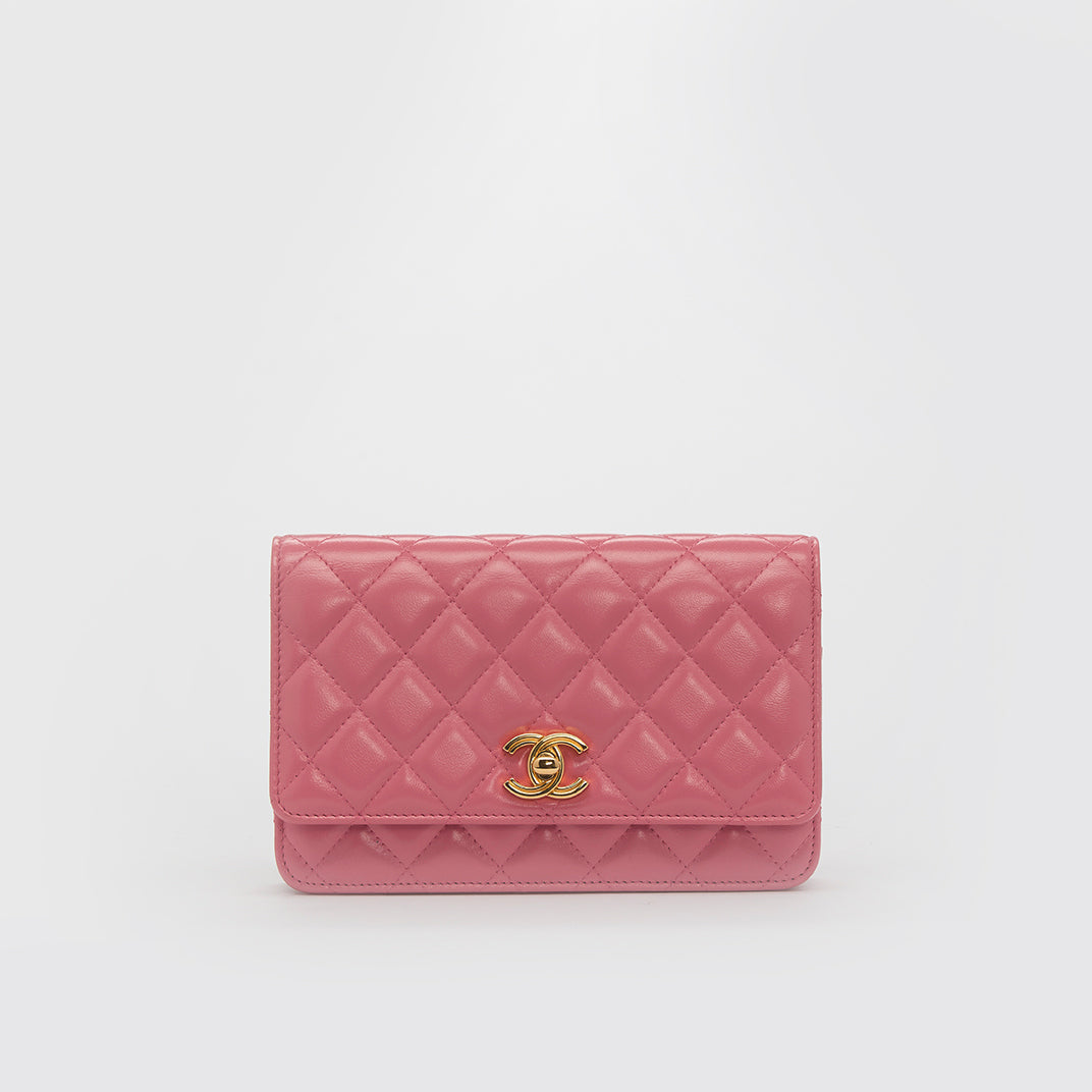 Wallet on Chain in Bubblegum Pink Lambskin Leather 2024