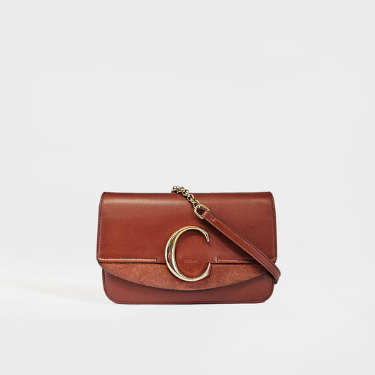 The C Cross-Body Bag in Tan Suede and Leather [ReSale]