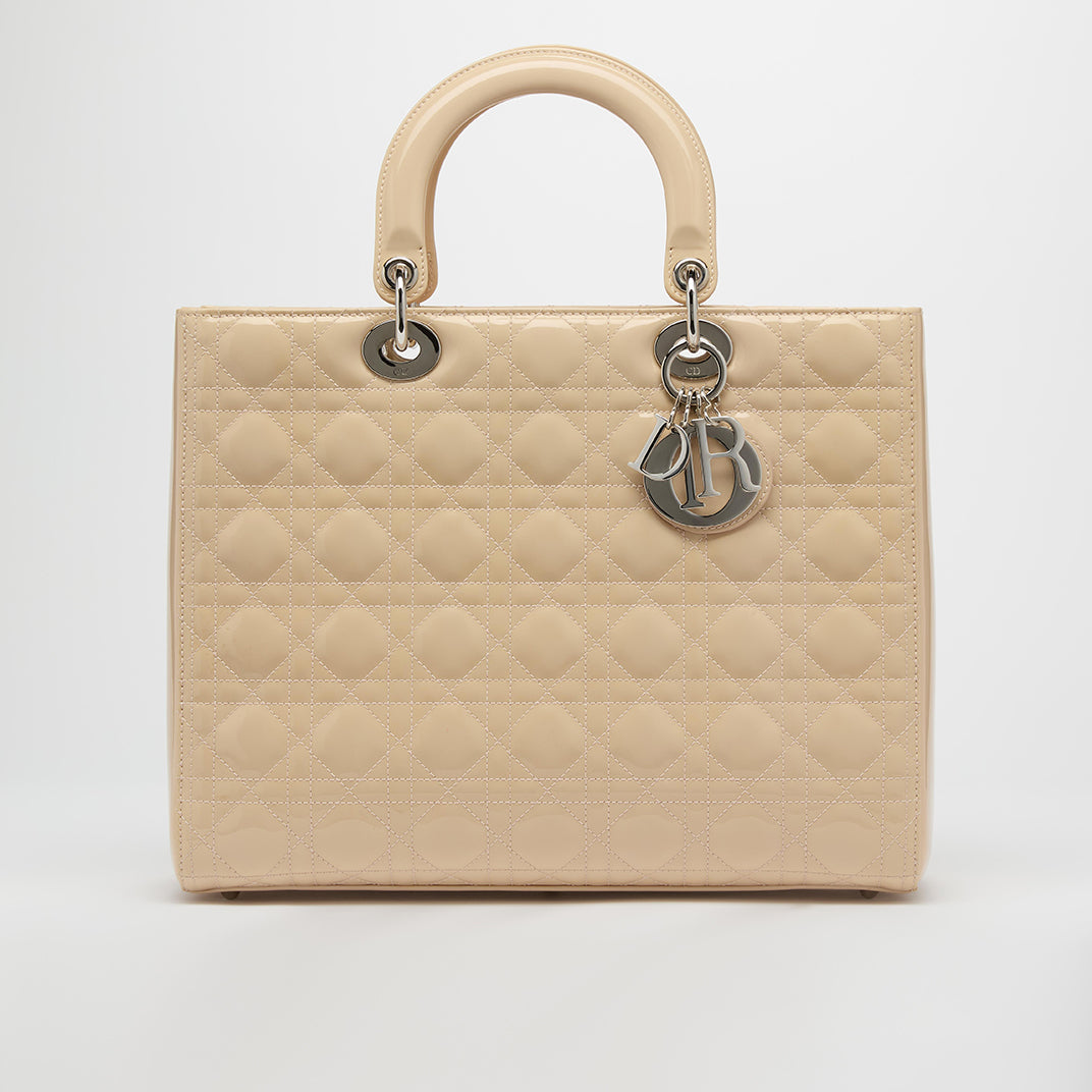 Large Lady Dior in Beige Patent Leather 2012