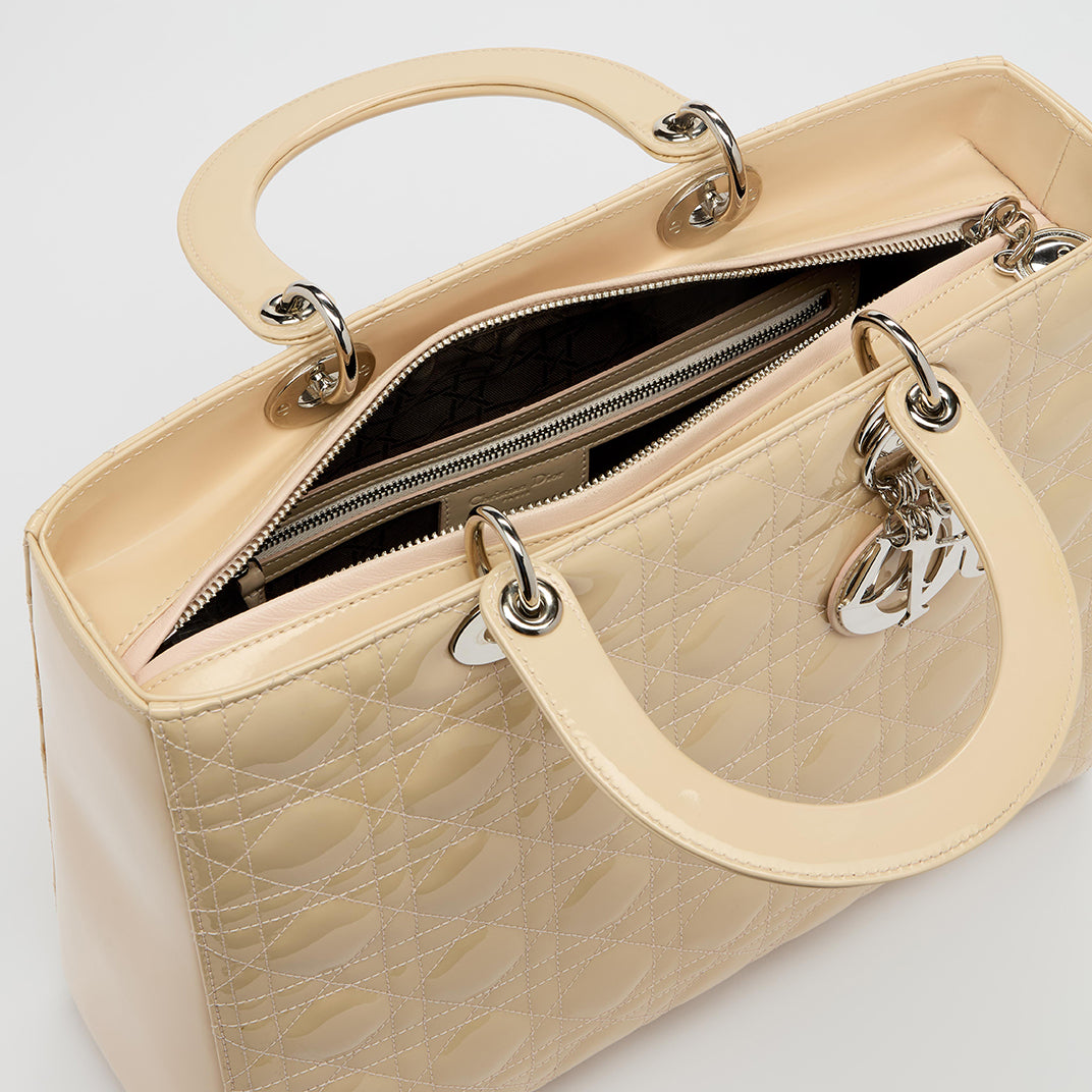 Large Lady Dior in Beige Patent Leather 2012