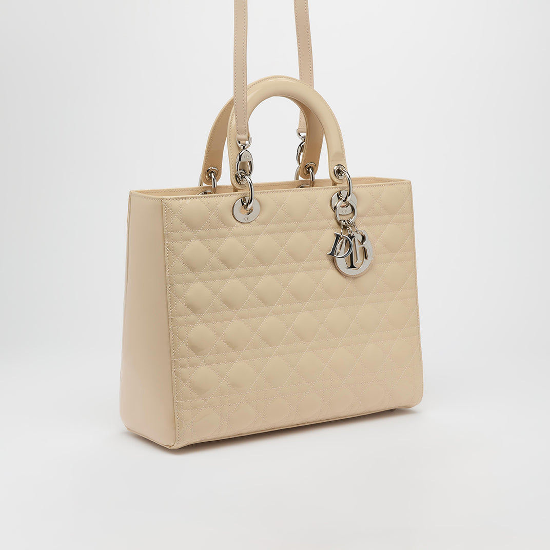 Large Lady Dior in Beige Patent Leather 2012