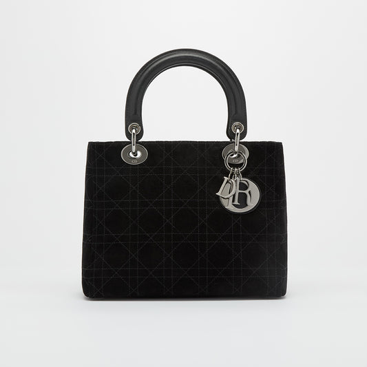 Medium Lady Dior in Black Suede 2003