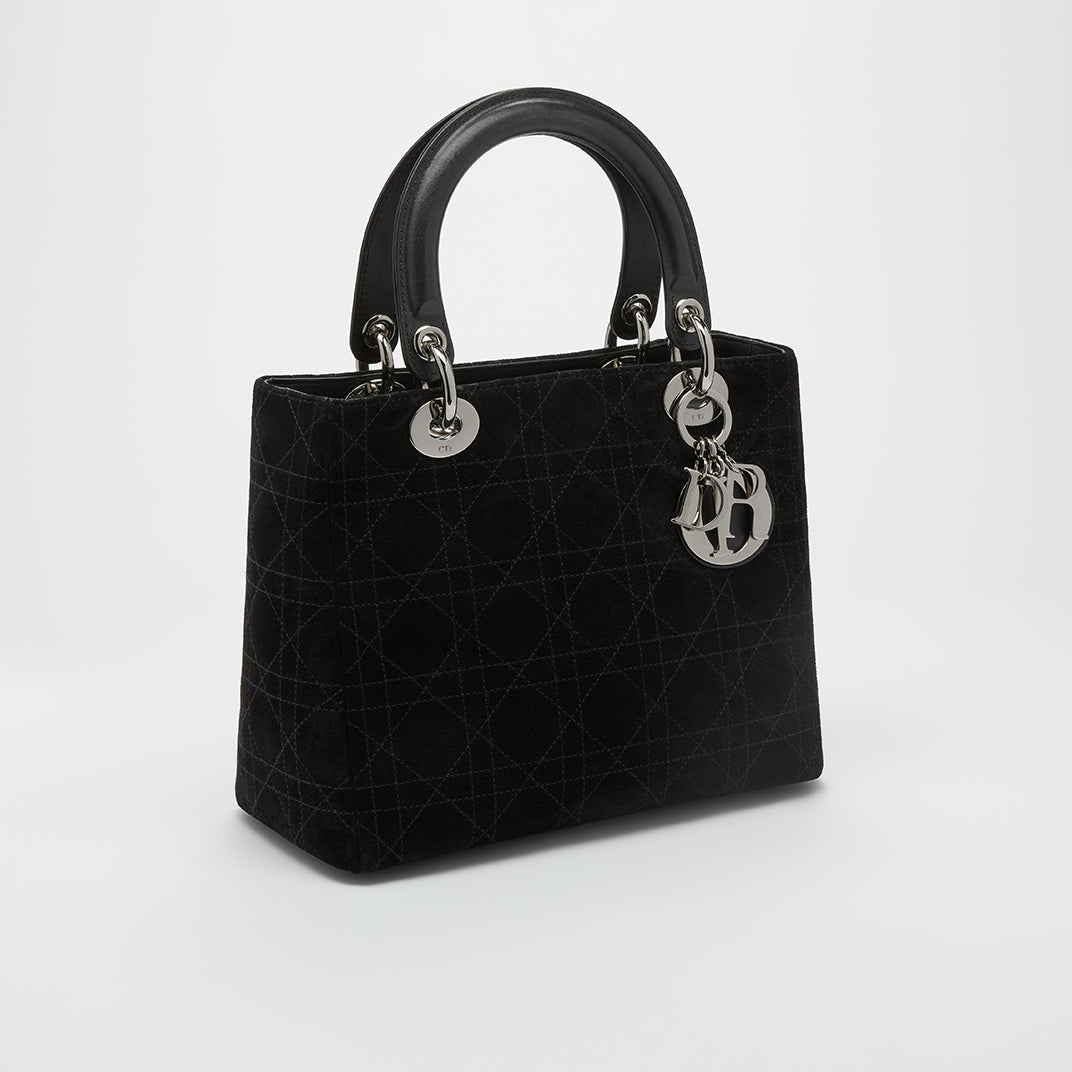 Medium Lady Dior in Black Suede 2003