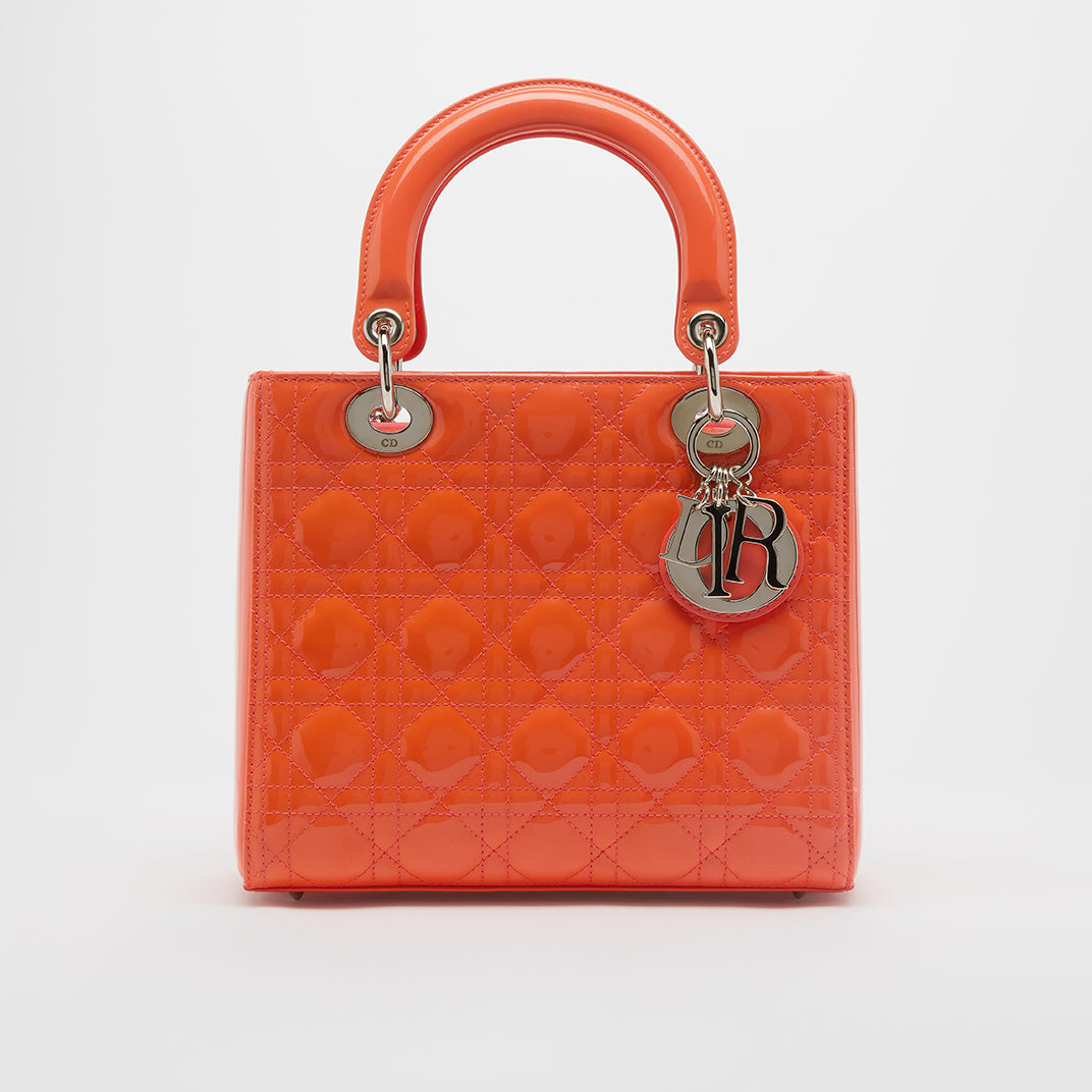 Medium Lady Dior in Coral Patent Leather 2012