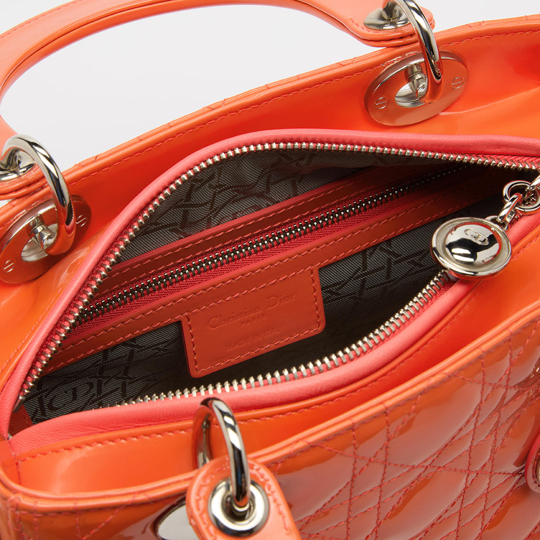 Medium Lady Dior in Coral Patent Leather 2012