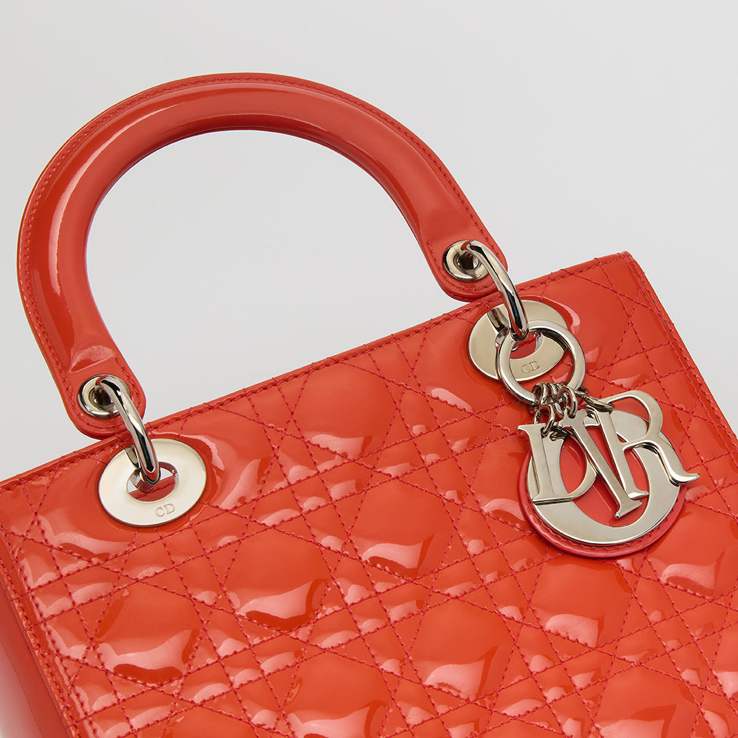 Medium Lady Dior in Coral Patent Leather 2012