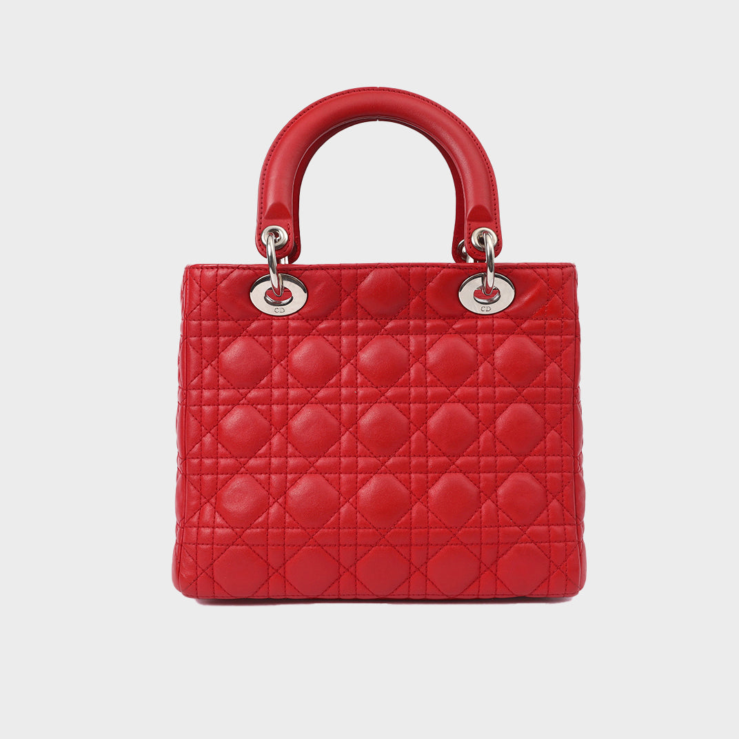 Medium Lady Dior in Red Cannage Leather