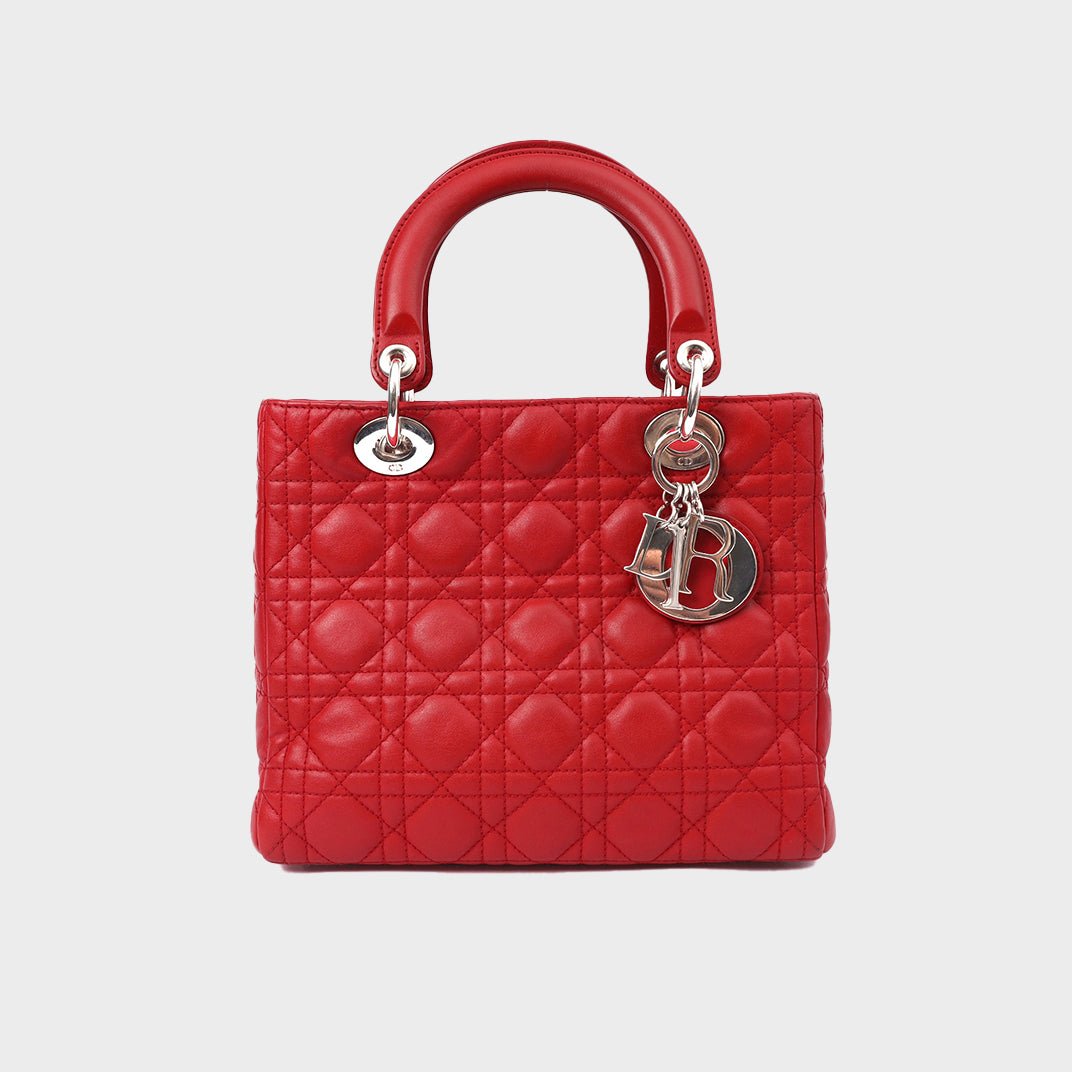 Medium Lady Dior in Red Cannage Leather