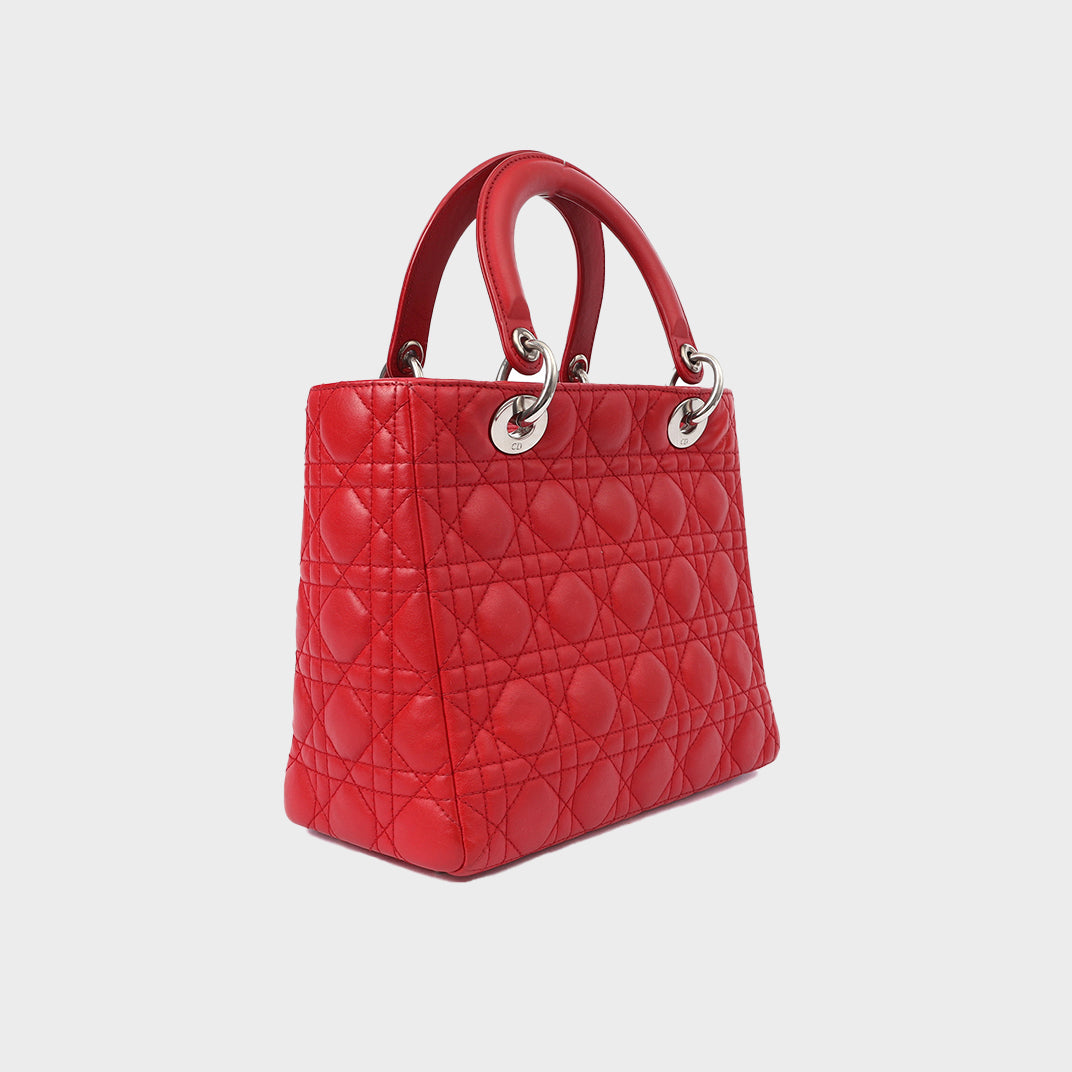 Medium Lady Dior in Red Cannage Leather