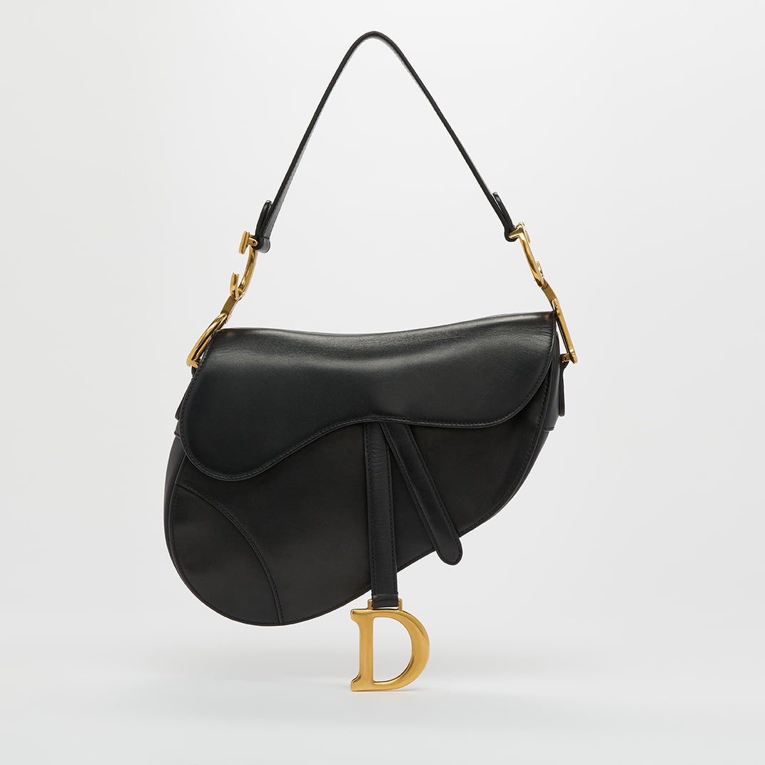 Saddle Bag in Black Calfskin