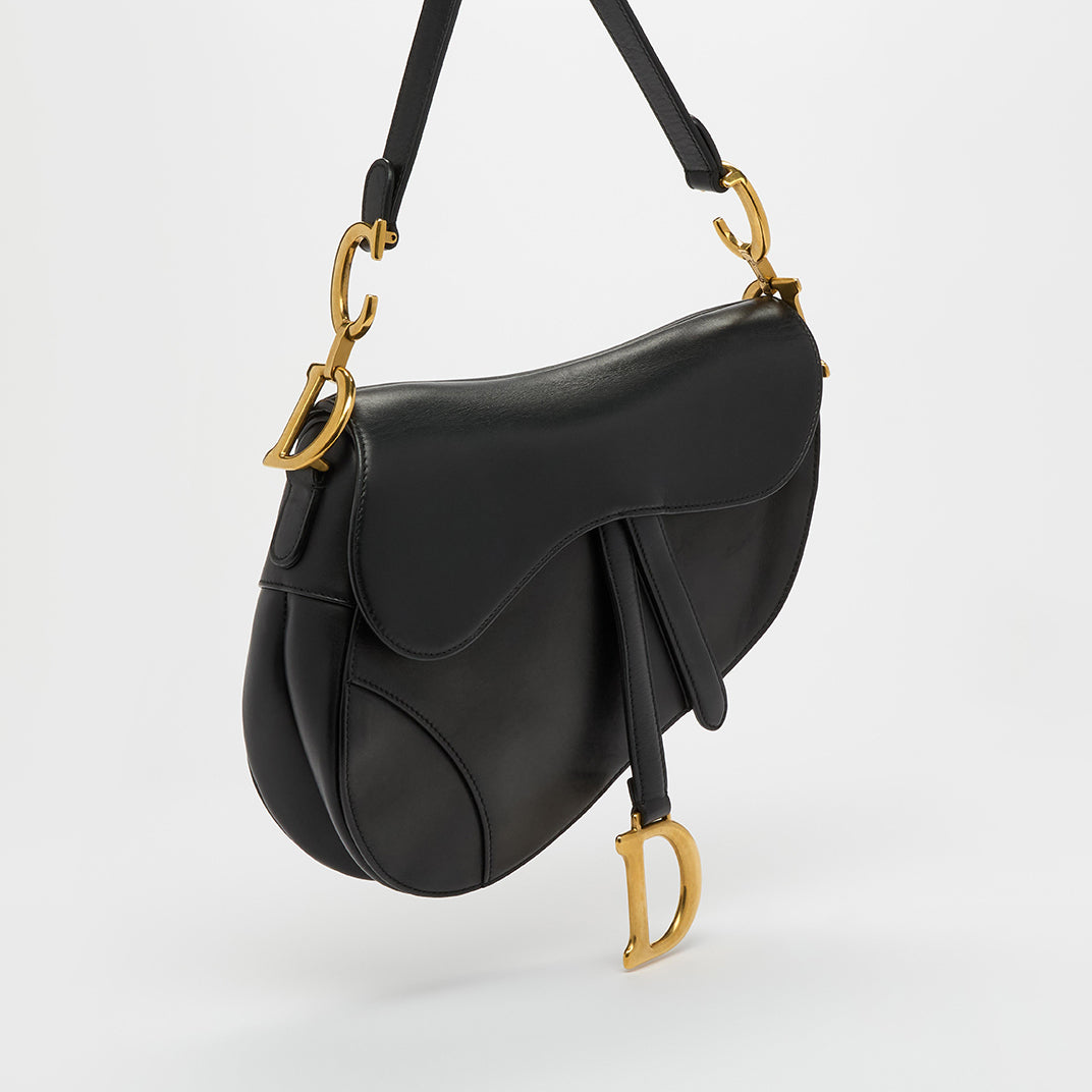 Saddle Bag in Black Calfskin