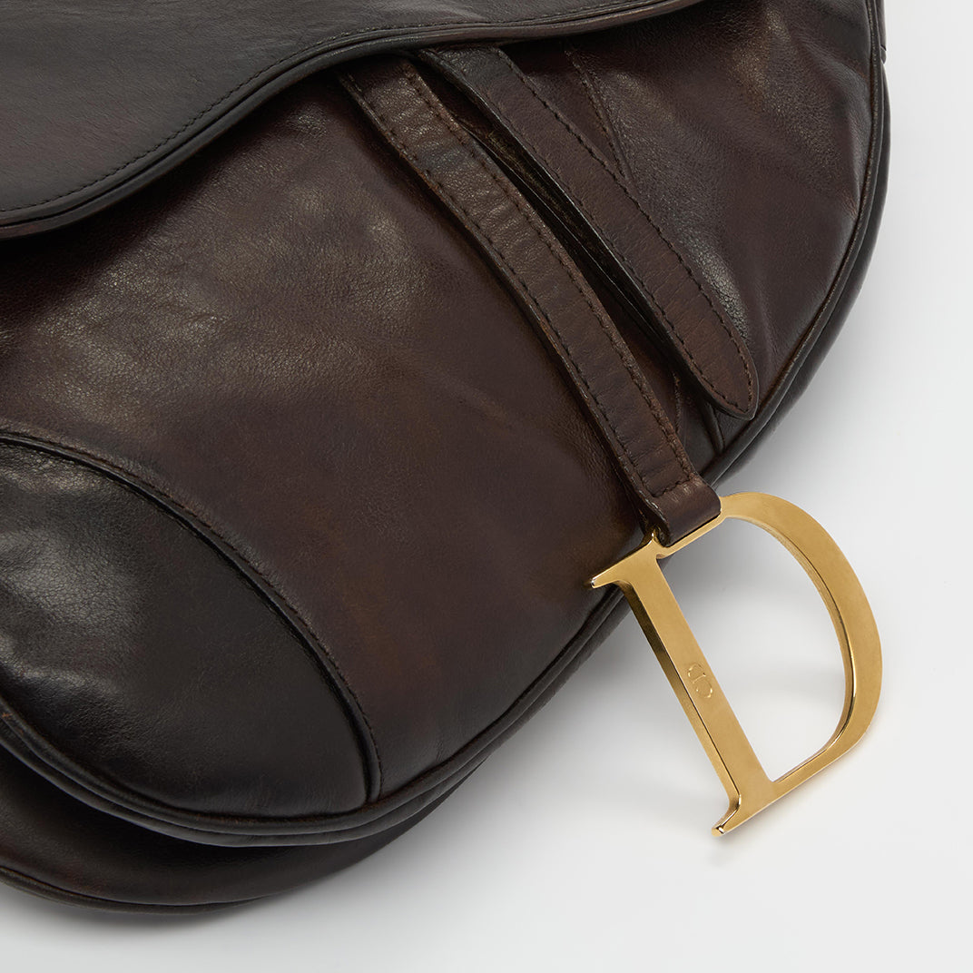 CHRISTIAN DIOR Saddle Bag in Brown Leather COCOON