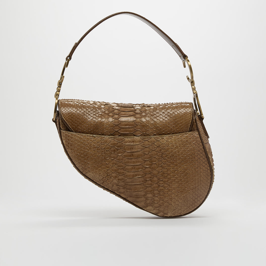 Vintage Saddle Bag in Brown Python