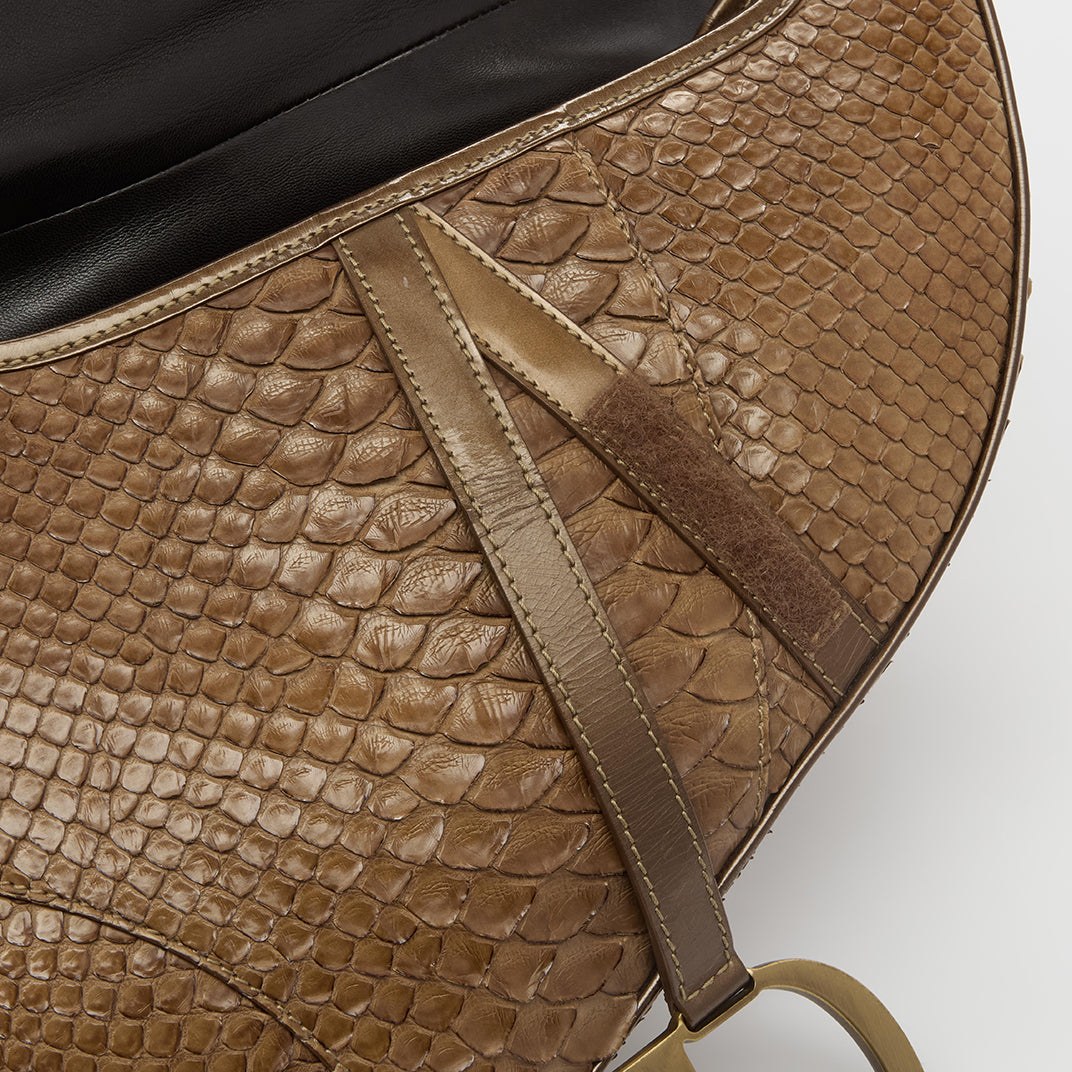 Vintage Saddle Bag in Brown Python