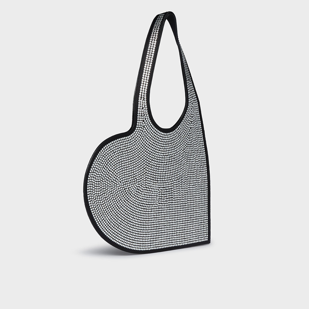 Mini Heart Crystal-Embellished Leather Tote Bag
