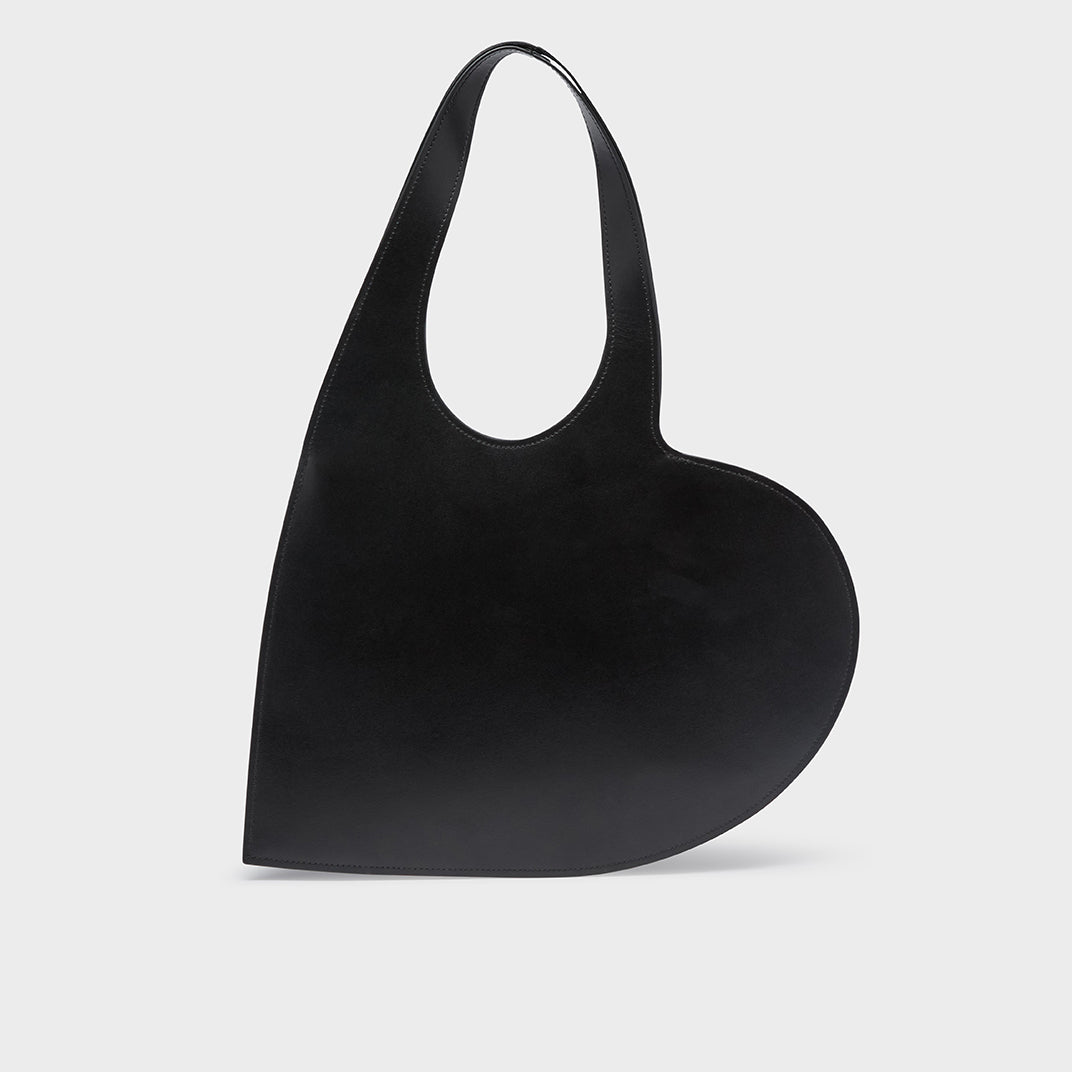 Mini Heart Leather Tote in Black [ReSale]