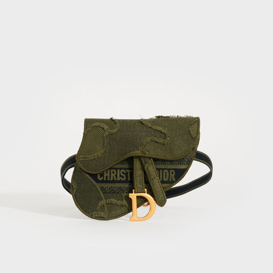 Canvas Embroidered Camouflage Saddle Belt Bag Green [ReSale]