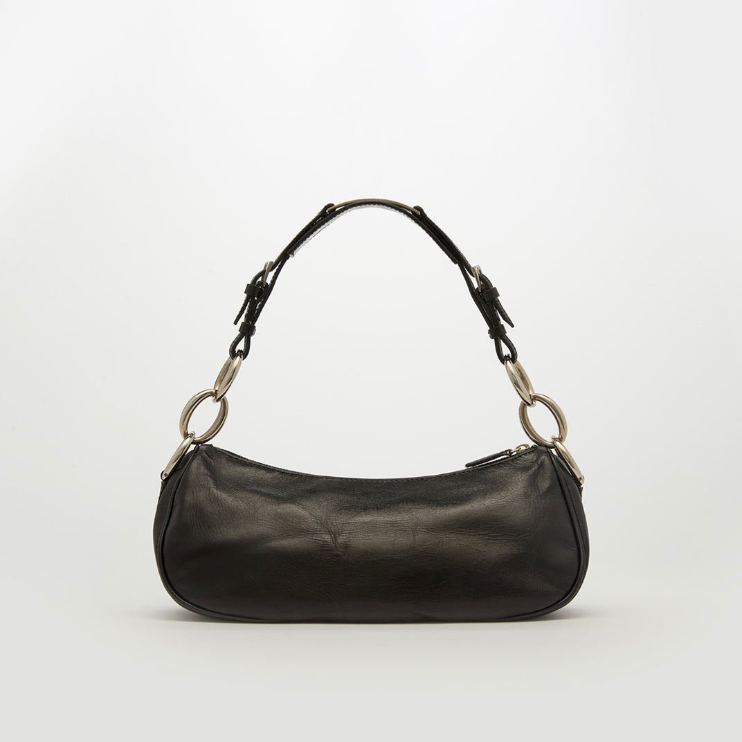 Diva Shoulder Bag in Black Leather