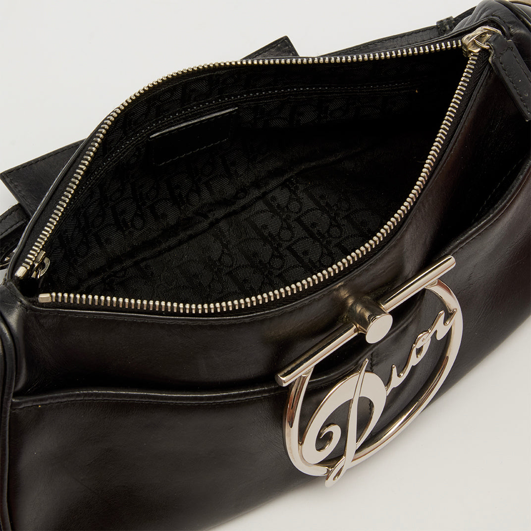 Diva Shoulder Bag in Black Leather