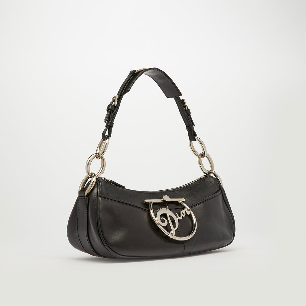 Diva Shoulder Bag in Black Leather