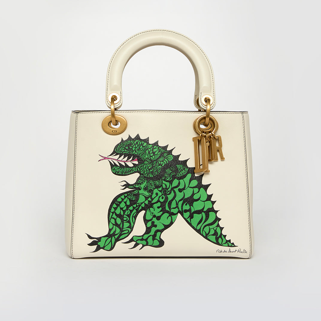 x Niki De Saint Phalle Medium Dragon Lady Dior in Cream Leather