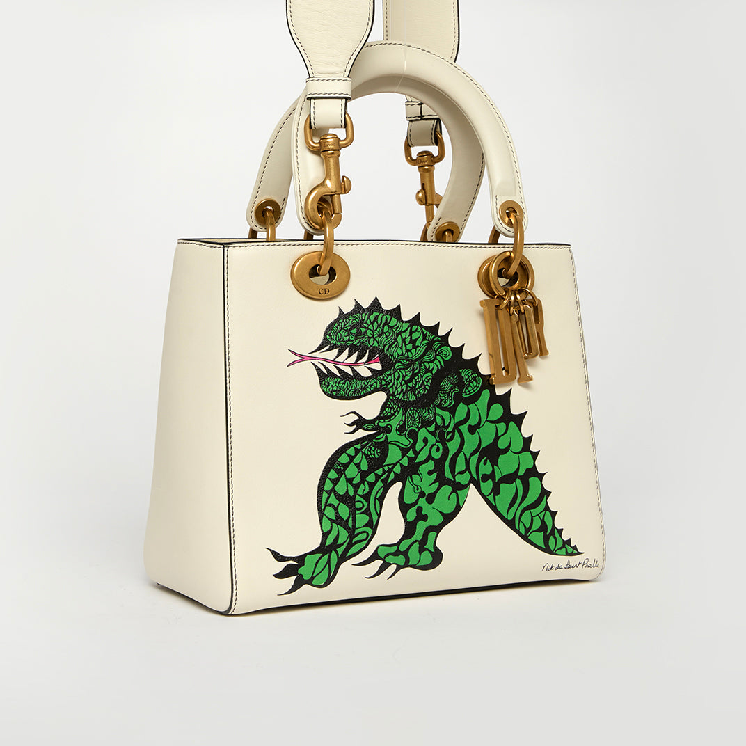 x Niki De Saint Phalle Medium Dragon Lady Dior in Cream Leather