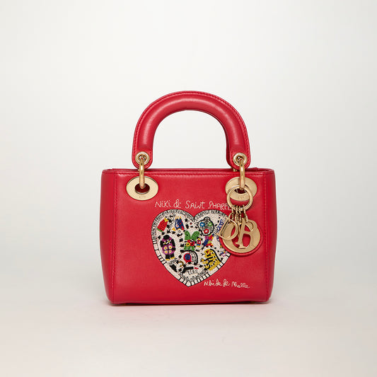 x Niki de Saint Phalle Mini Lady Dior in Red Leather