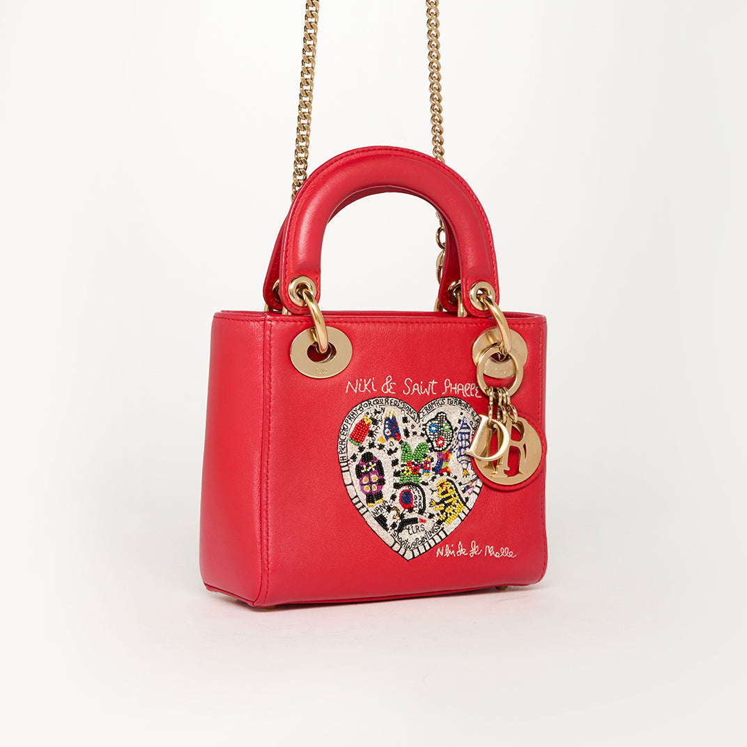 x Niki de Saint Phalle Mini Lady Dior in Red Leather