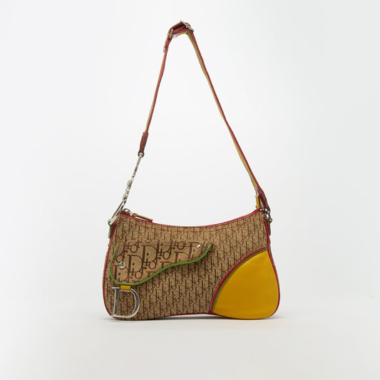 Rasta Mini Double Saddle Bag in Brown Canvas