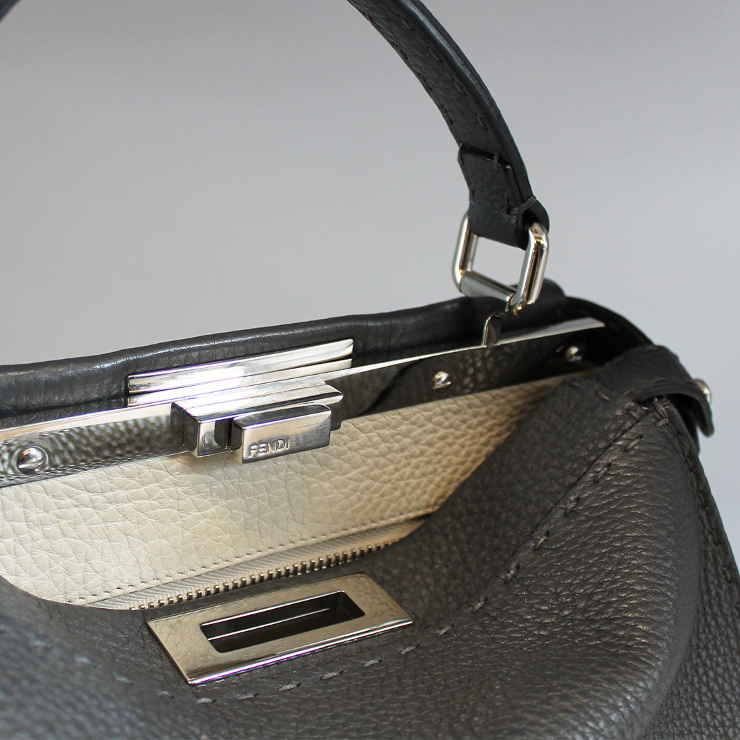 Peekaboo Selleria Leather Handbag in Grey