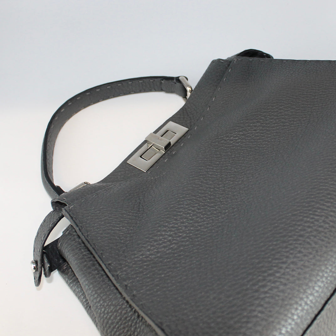 Peekaboo Selleria Leather Handbag in Grey
