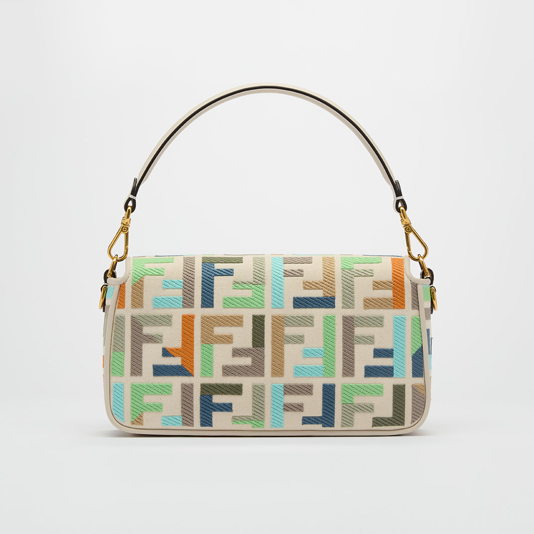 Baguette Multicolour Canvas Bag With FF Embroidery