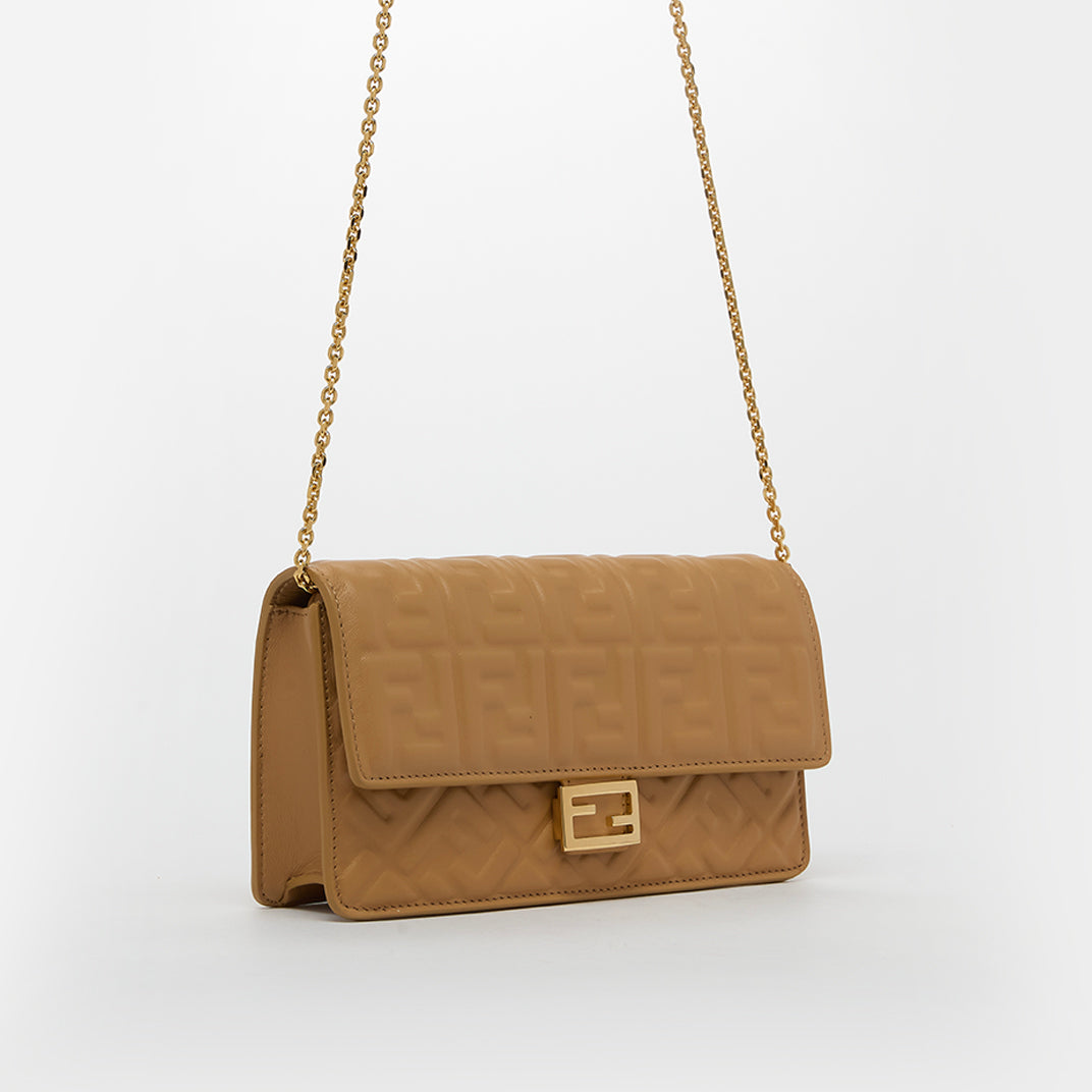 Baguette FF Wallet on Chain in Beige