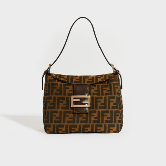 Mamma Zucca Baguette Shoulder Bag in Brown Canvas