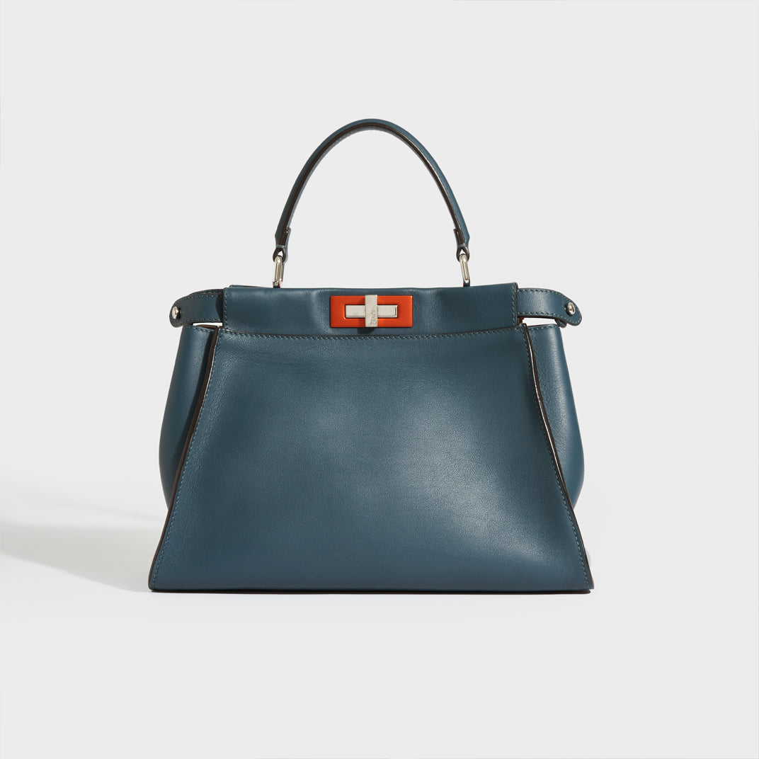 Peekaboo Handbag in Blue Leather