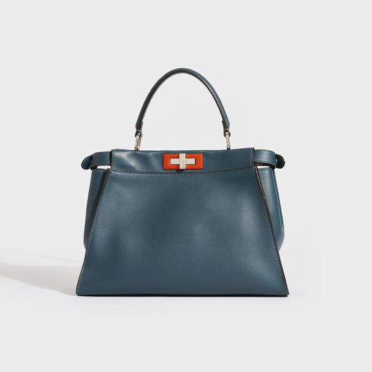 Peekaboo Handbag in Blue Leather