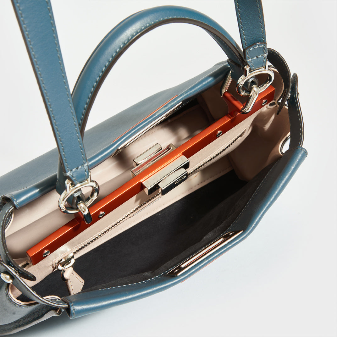 Peekaboo Handbag in Blue Leather