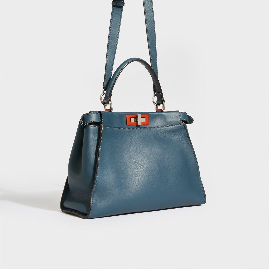 Peekaboo Handbag in Blue Leather
