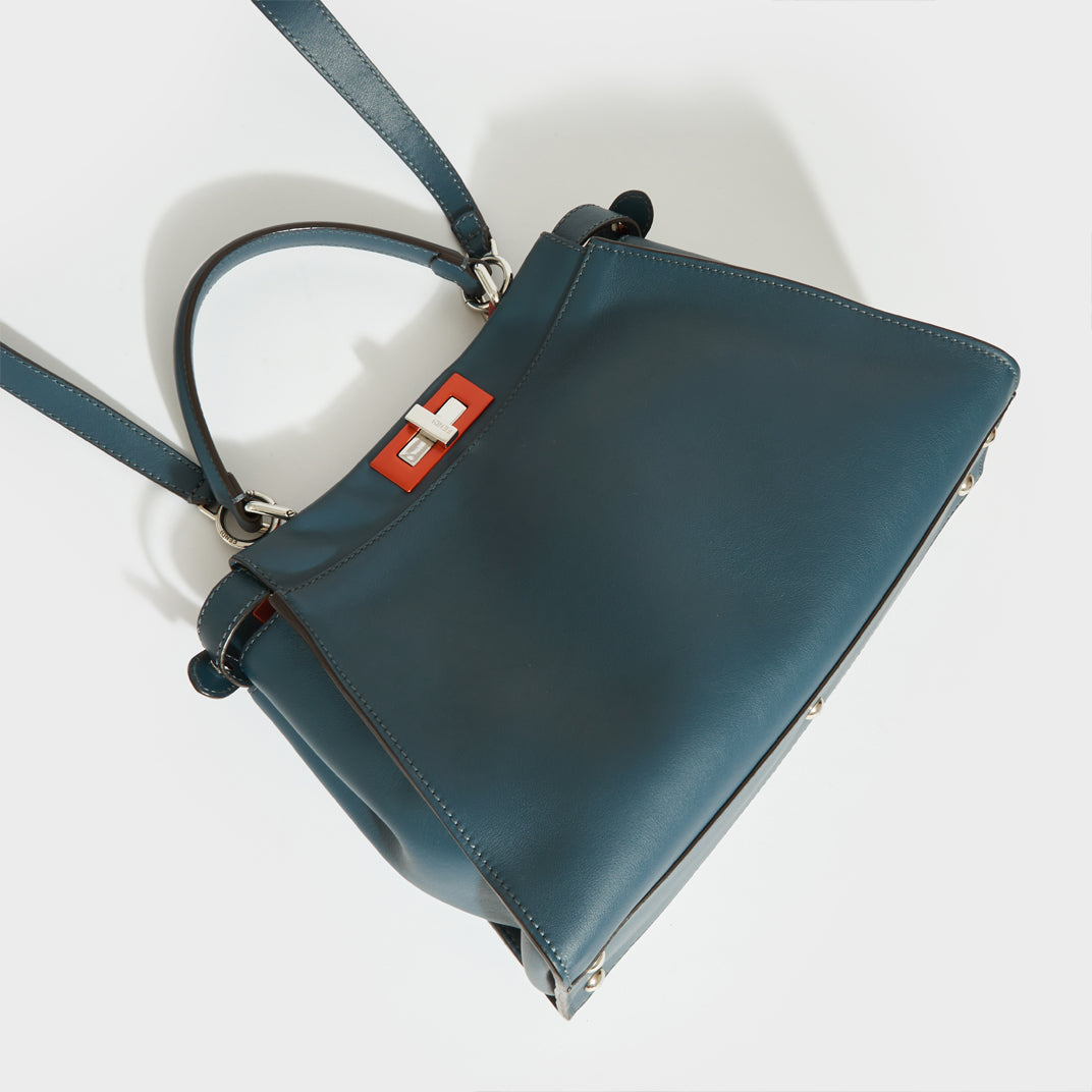 Peekaboo Handbag in Blue Leather