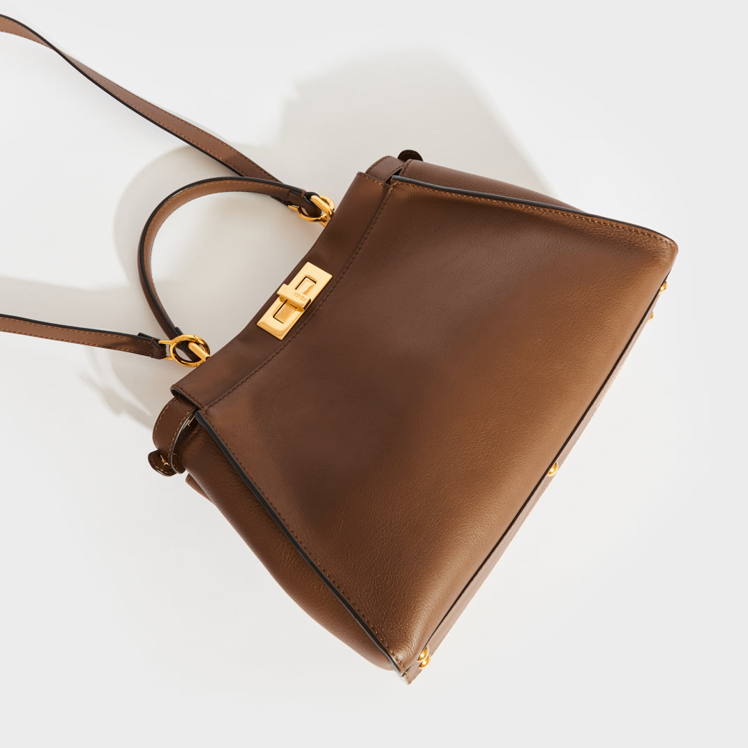 Peekaboo Regular Nappa Leather Handbag in Brown