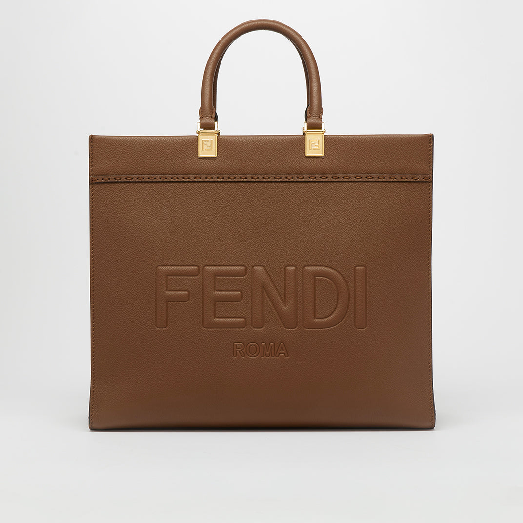 Sunshine Logo-Debossed Leather Tote Bag in Brown