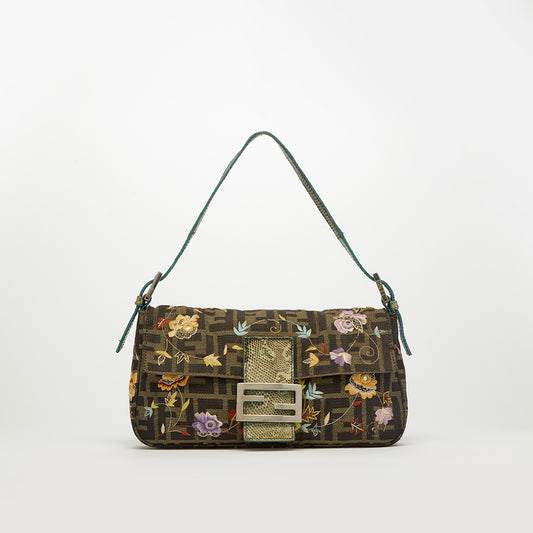 Zucca Floral Embroidered Shoulder Bag