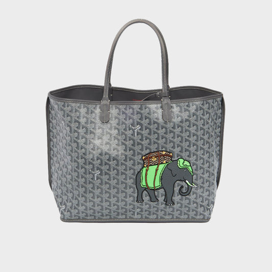 Embroidered Elephant Anjou PM Tote in Grey