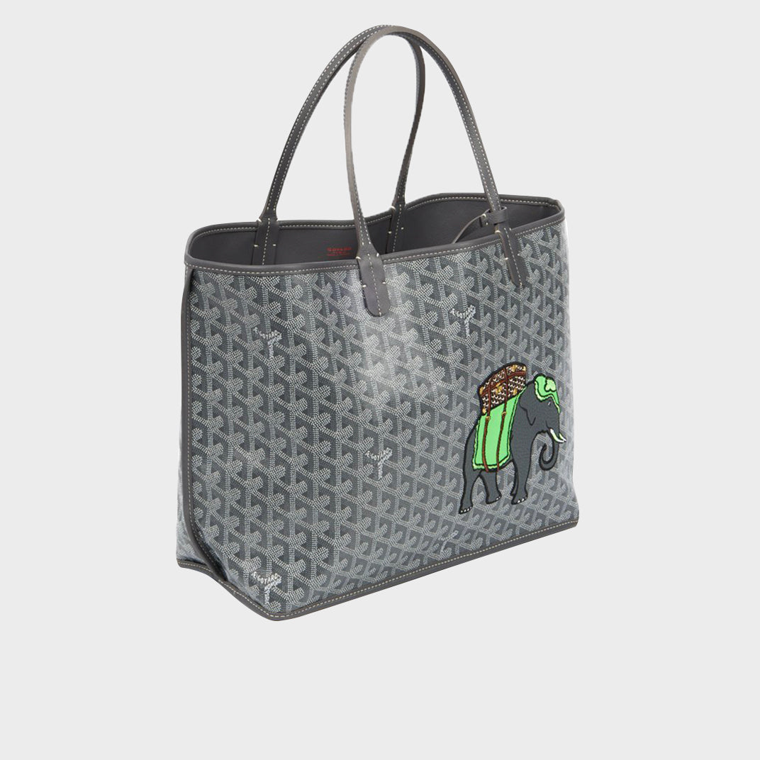 Embroidered Elephant Anjou PM Tote in Grey