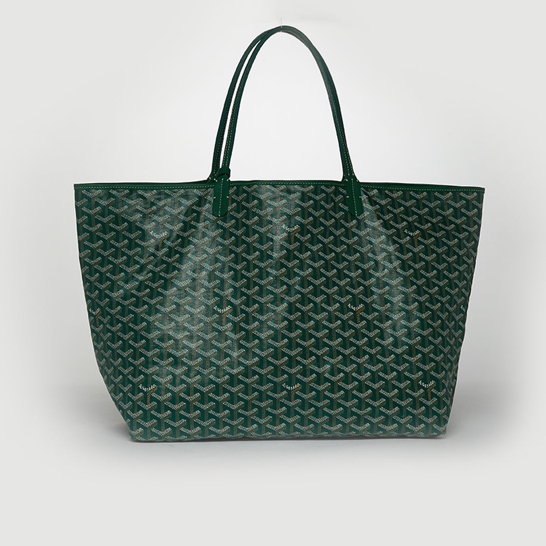 Saint Louis GM Canvas and Leather-Trim Tote in Green